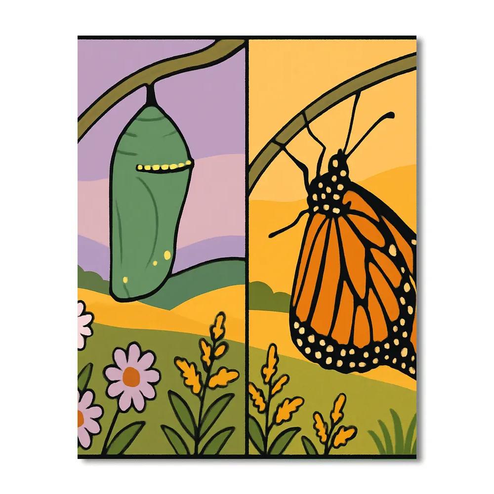 Meadow Time Lapse With Butterfly Paint by numbers kits