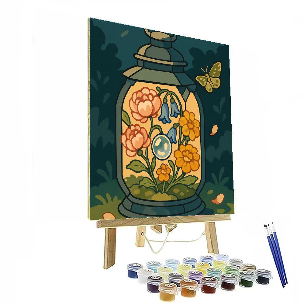 Terrarium Lantern With Floral Glow Painting by numbers kit
