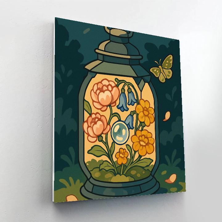 Terrarium Lantern With Floral Glow Painting by numbers kit