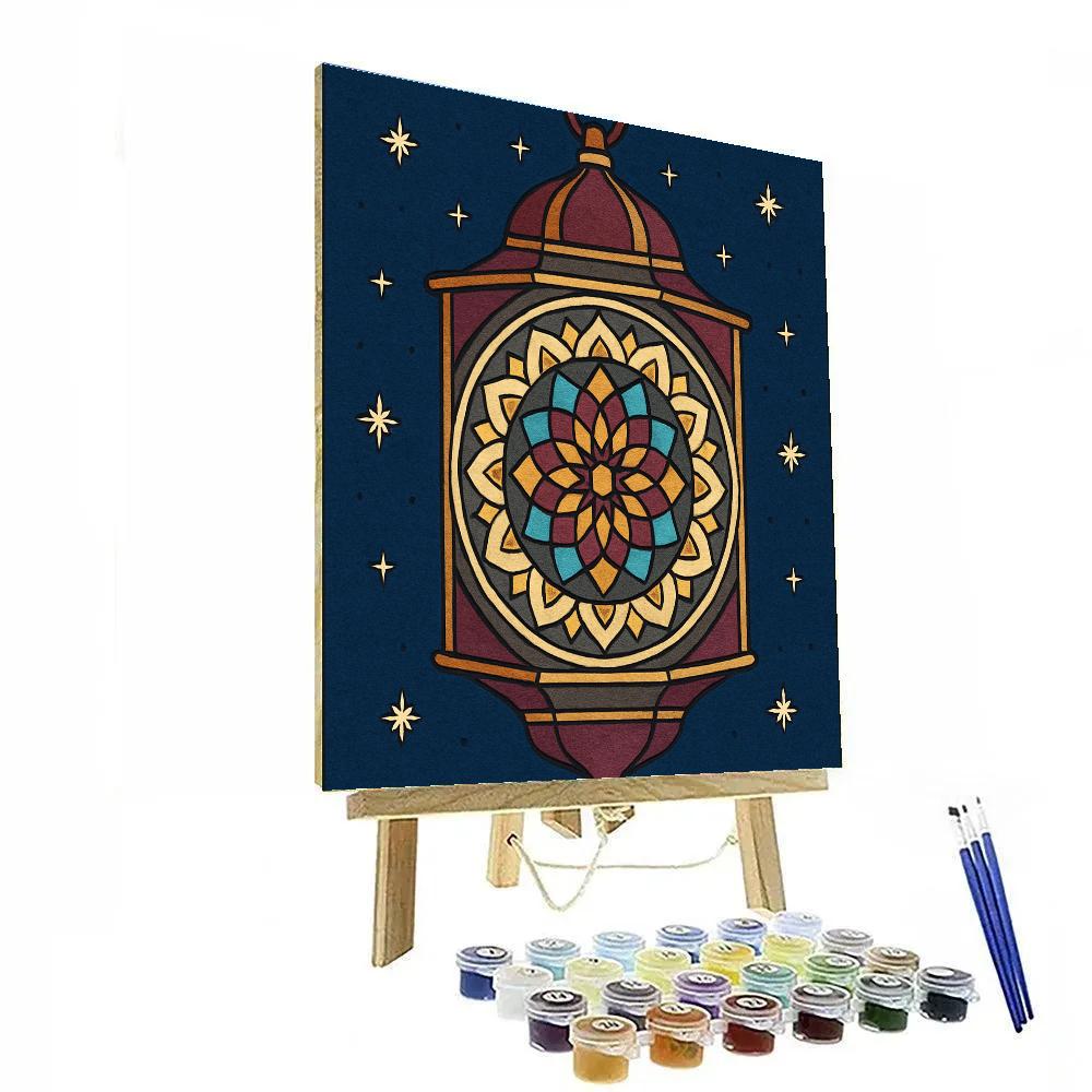 Lantern Geometry With Mandala Interior Number painting