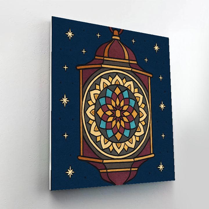 Lantern Geometry With Mandala Interior Number painting
