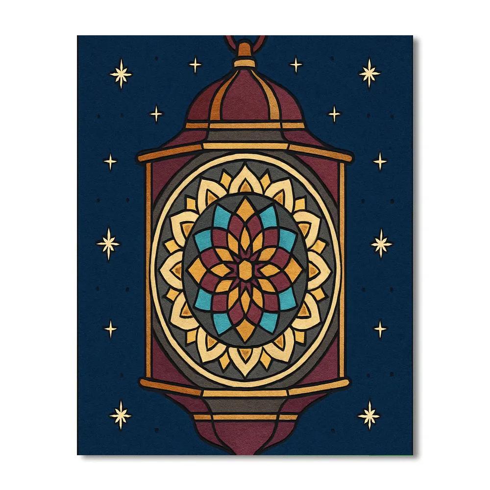 Lantern Geometry With Mandala Interior Number painting