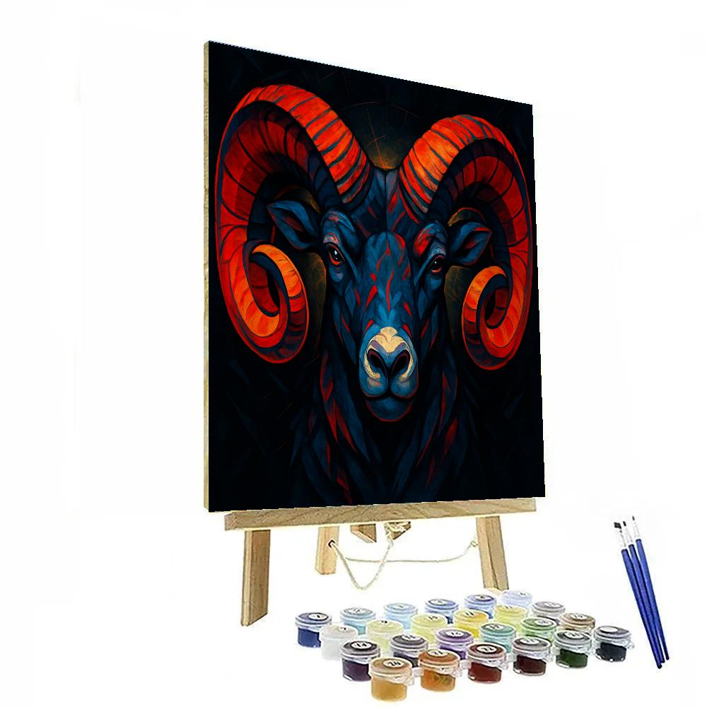 Obsidian Flame Ram Portrait paint by color