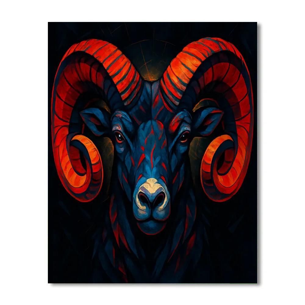 Obsidian Flame Ram Portrait paint by color