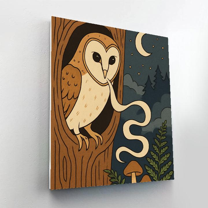 Whispering Hollow With Owl Guardian Paint by numbers art