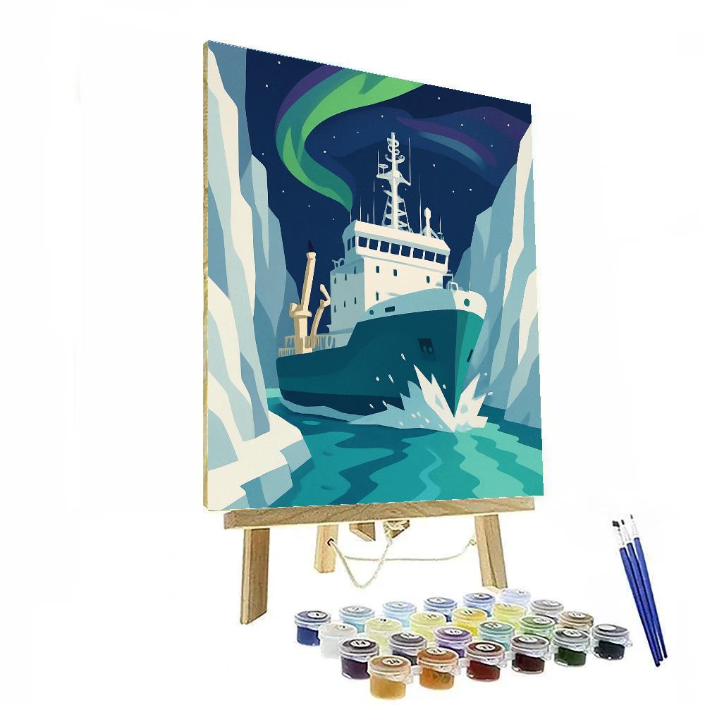 Aurora Ship Passage Through Ice Canyon Painting by numbers kit
