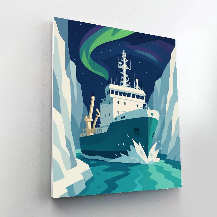 Aurora Ship Passage Through Ice Canyon Painting by numbers kit