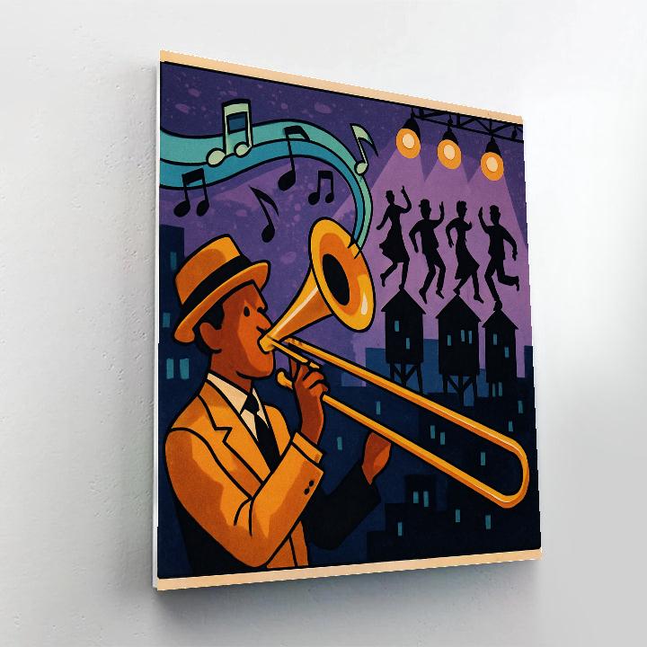 Midnight Paper Cutout Jazz Parade paint by color