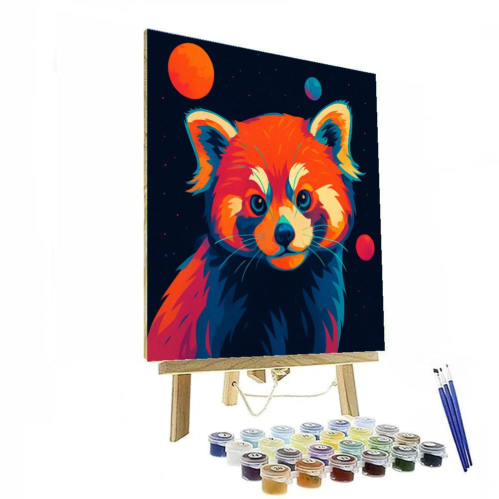 Cosmic Orchard Red Panda Stare paint by number