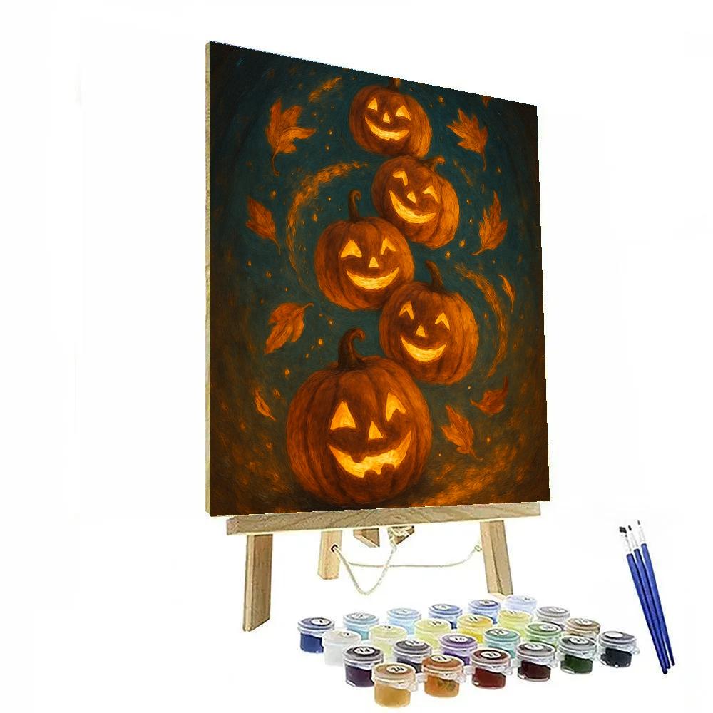 The Spiral Stack Of Singing Jack O Lanterns Painting by numbers kit