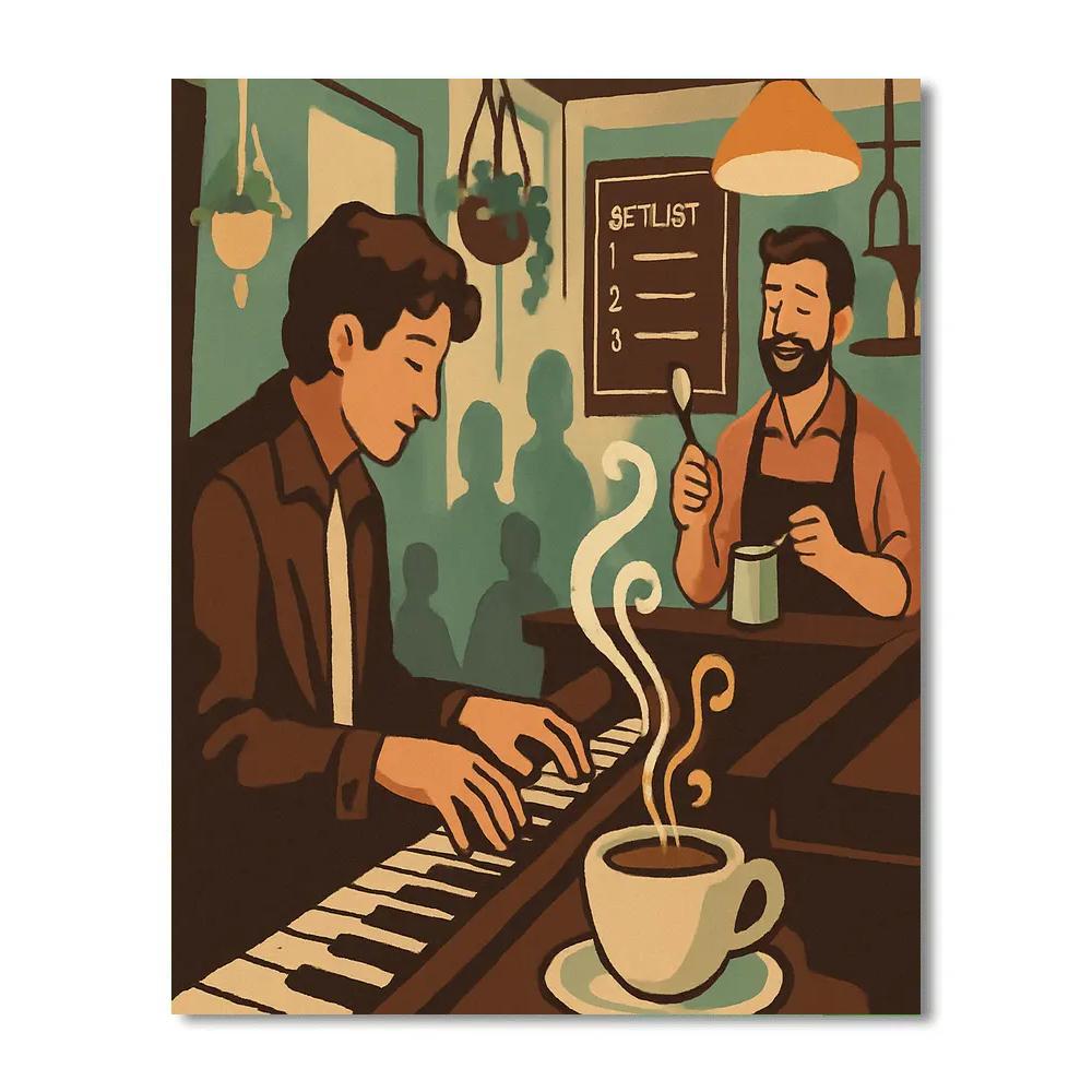 Café Afterhours With Jazz Improvisation Painting by numbers kit