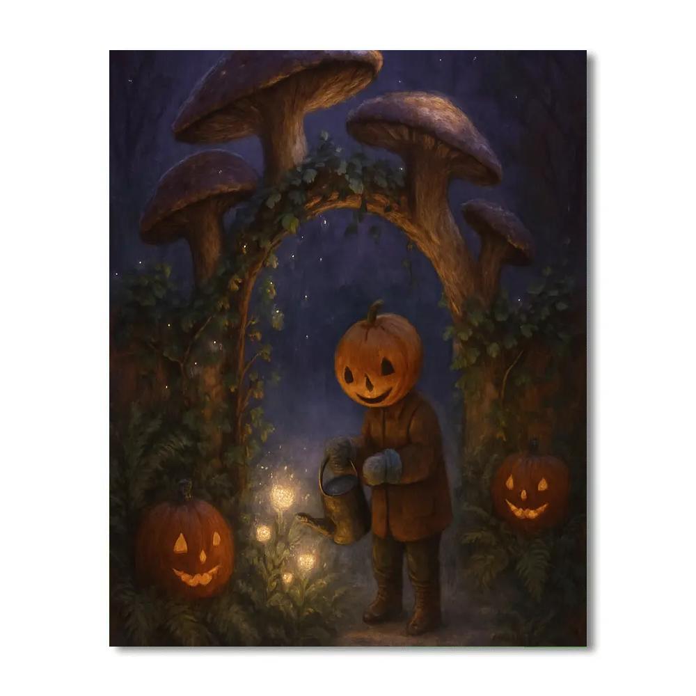 Mushroom Gate In The Moonlit Garden paint by numbers