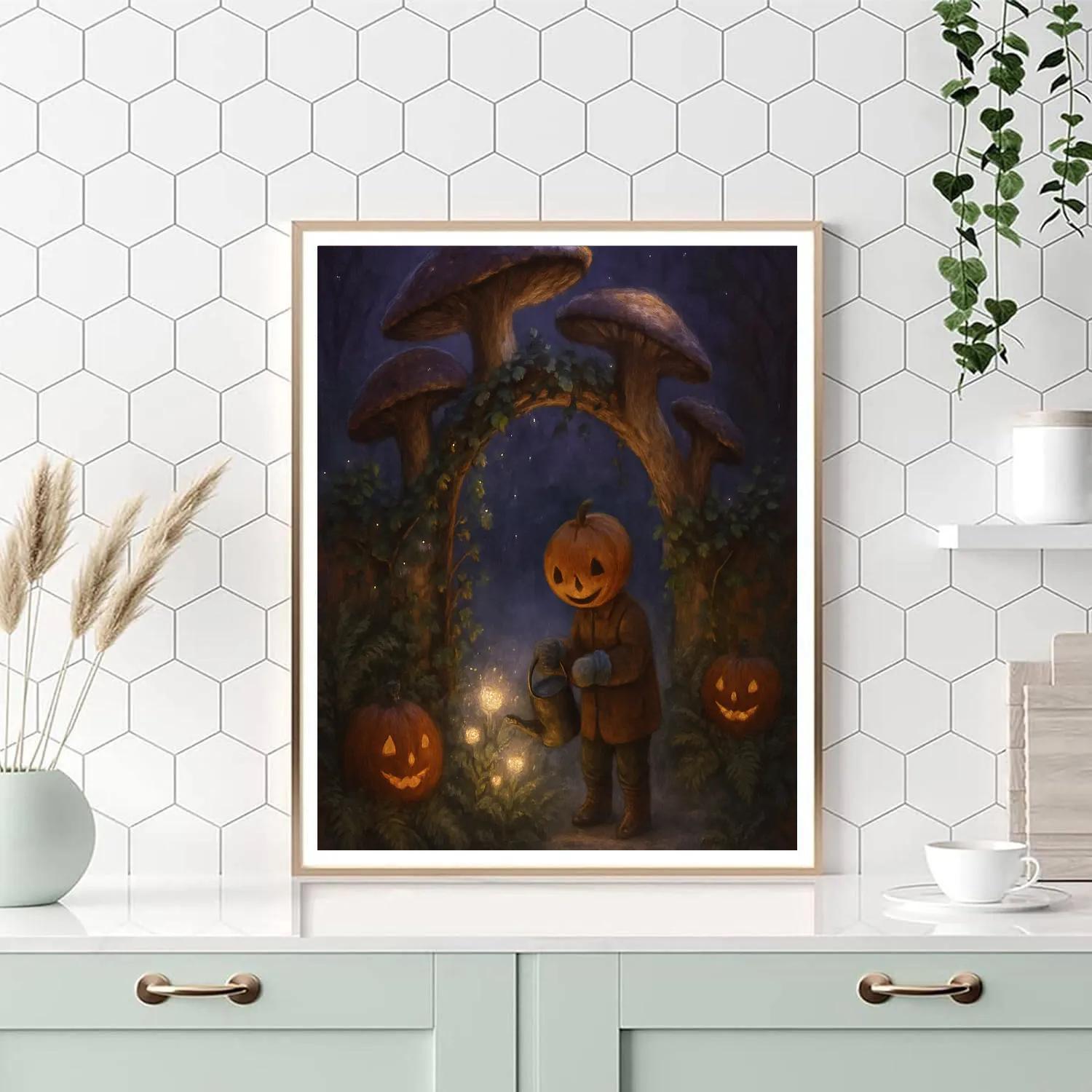 Mushroom Gate In The Moonlit Garden paint by numbers