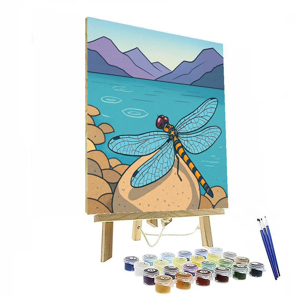 Dragonfly With Alpine Tarn Reflection painting number kit