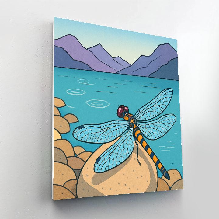 Dragonfly With Alpine Tarn Reflection painting number kit