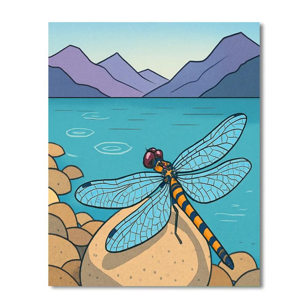 Dragonfly With Alpine Tarn Reflection painting number kit