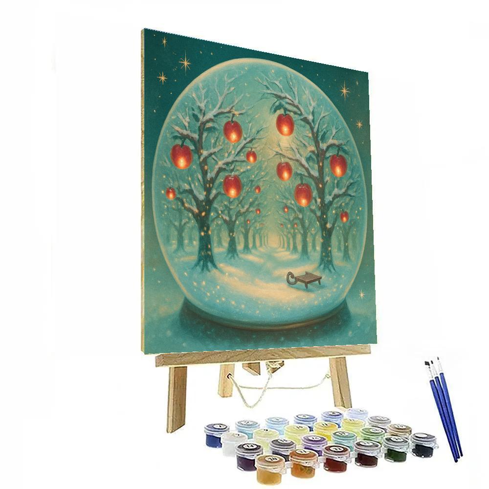 Snow Globe Orchard With Candlelit Apples DIY paint by numbers