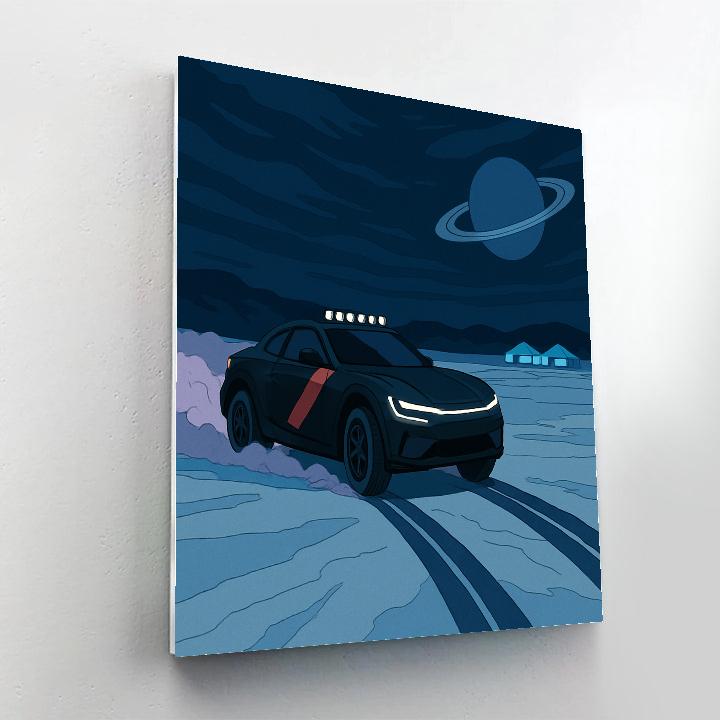 Midnight Salt Flats Rally With Cars painting number kit