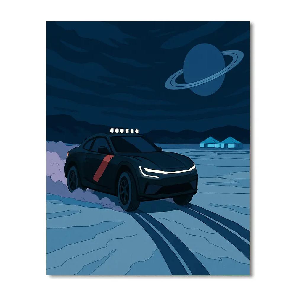 Midnight Salt Flats Rally With Cars painting number kit