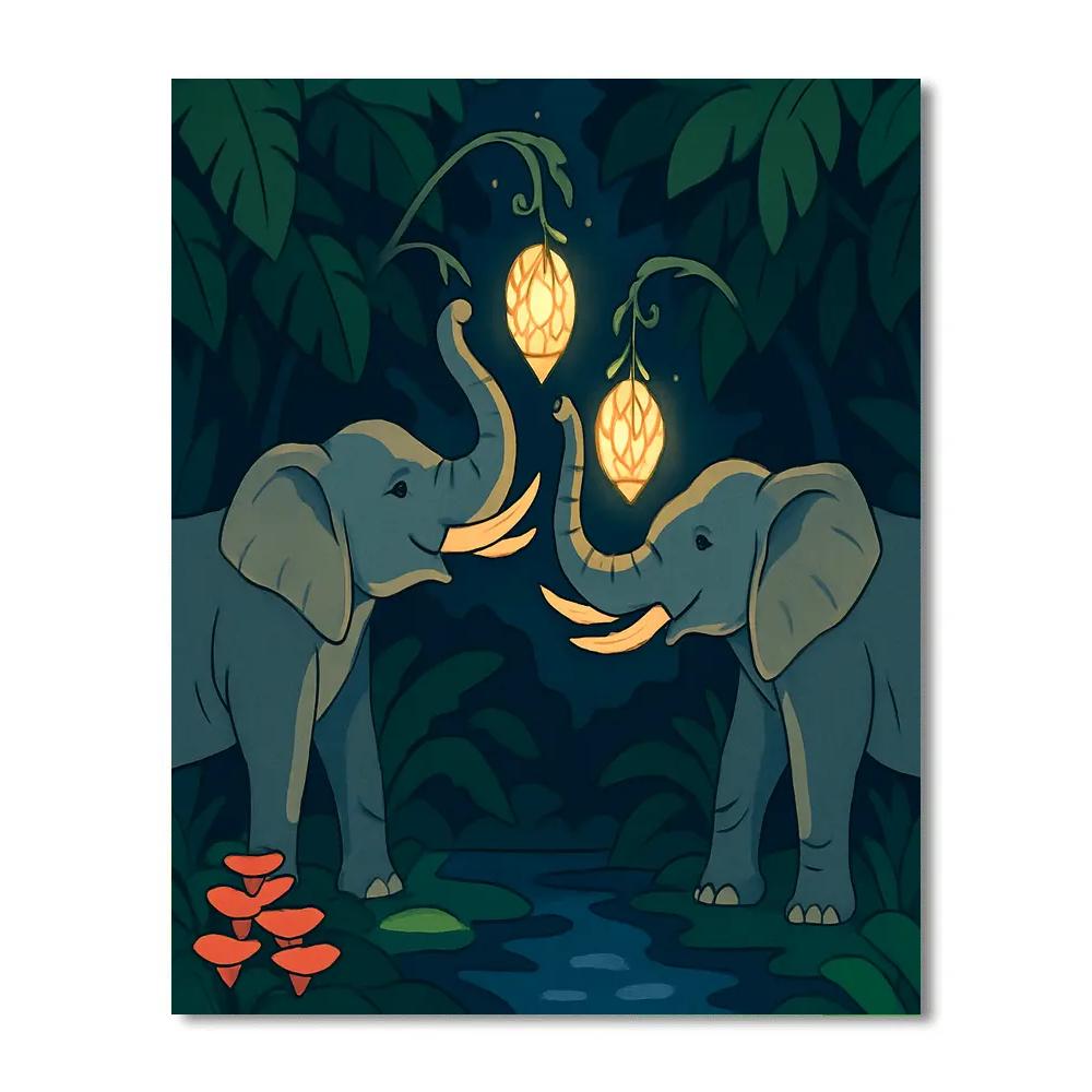 Canopy Lanterns With Elephant Guardians Number painting
