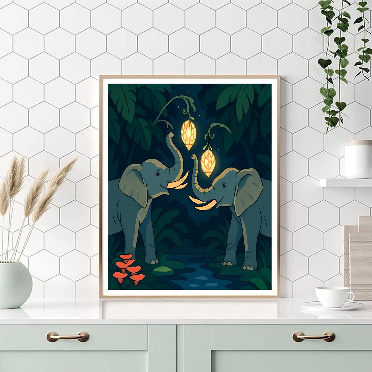 Canopy Lanterns With Elephant Guardians Number painting