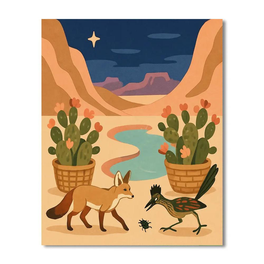 Oasis Market In Desert Light Paint by numbers kits