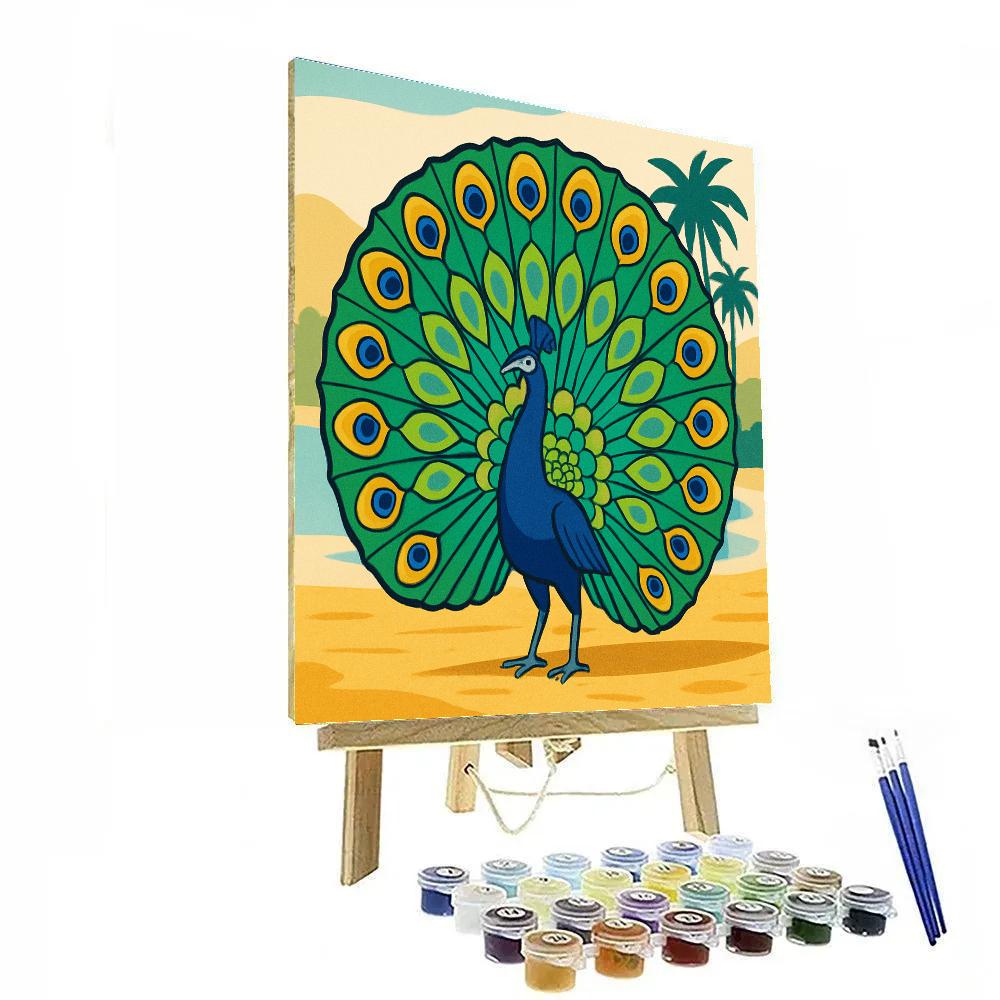 Desert Mirage With Peacock Courtship paint by numbers