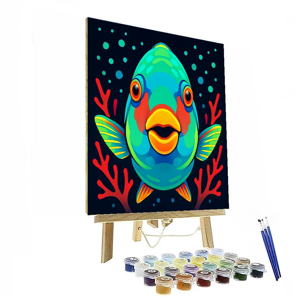 Radiant Reef Parrotfish Face paint by numbers