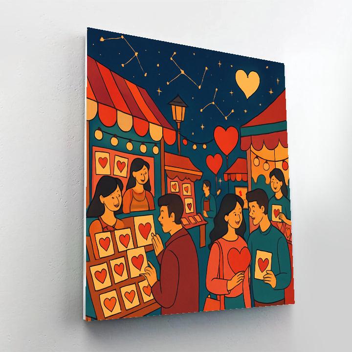 Valentines Day Starlight Postcard Market Number painting