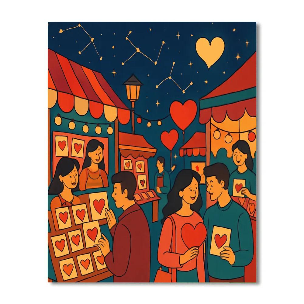 Valentines Day Starlight Postcard Market Number painting