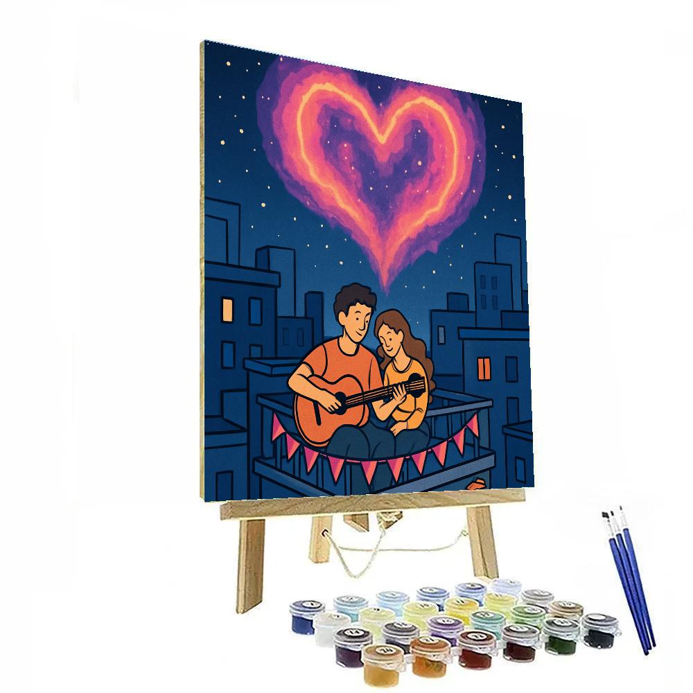 Nebula Serenade Valentines Day Balcony Number painting