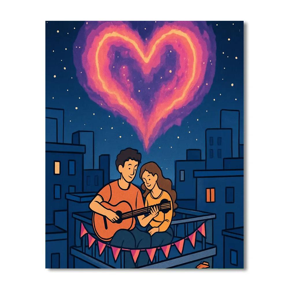 Nebula Serenade Valentines Day Balcony Number painting