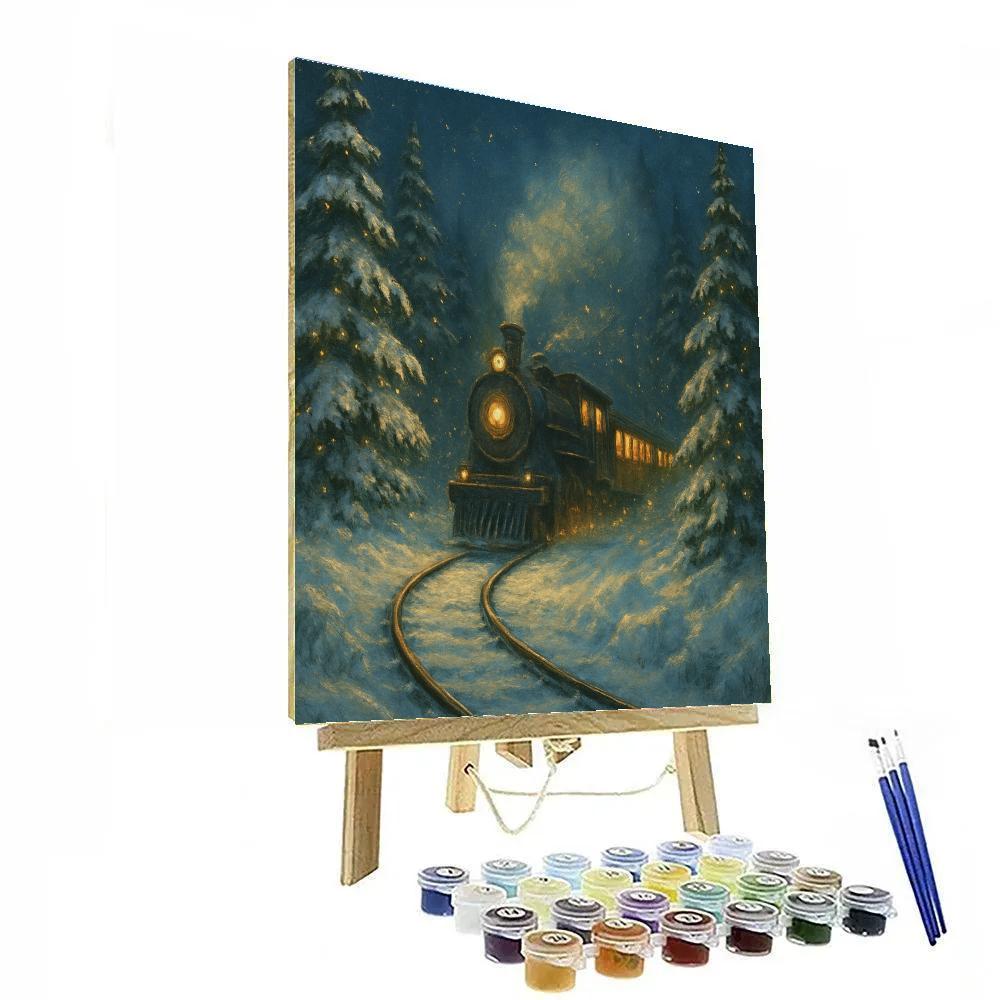 Winter Train Through The Fir Tunnel Numbered painting kits