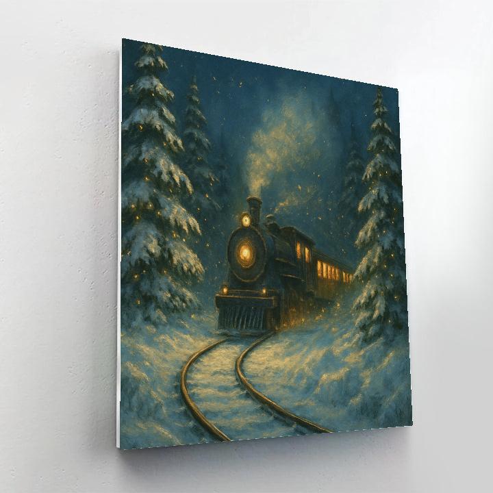 Winter Train Through The Fir Tunnel Numbered painting kits