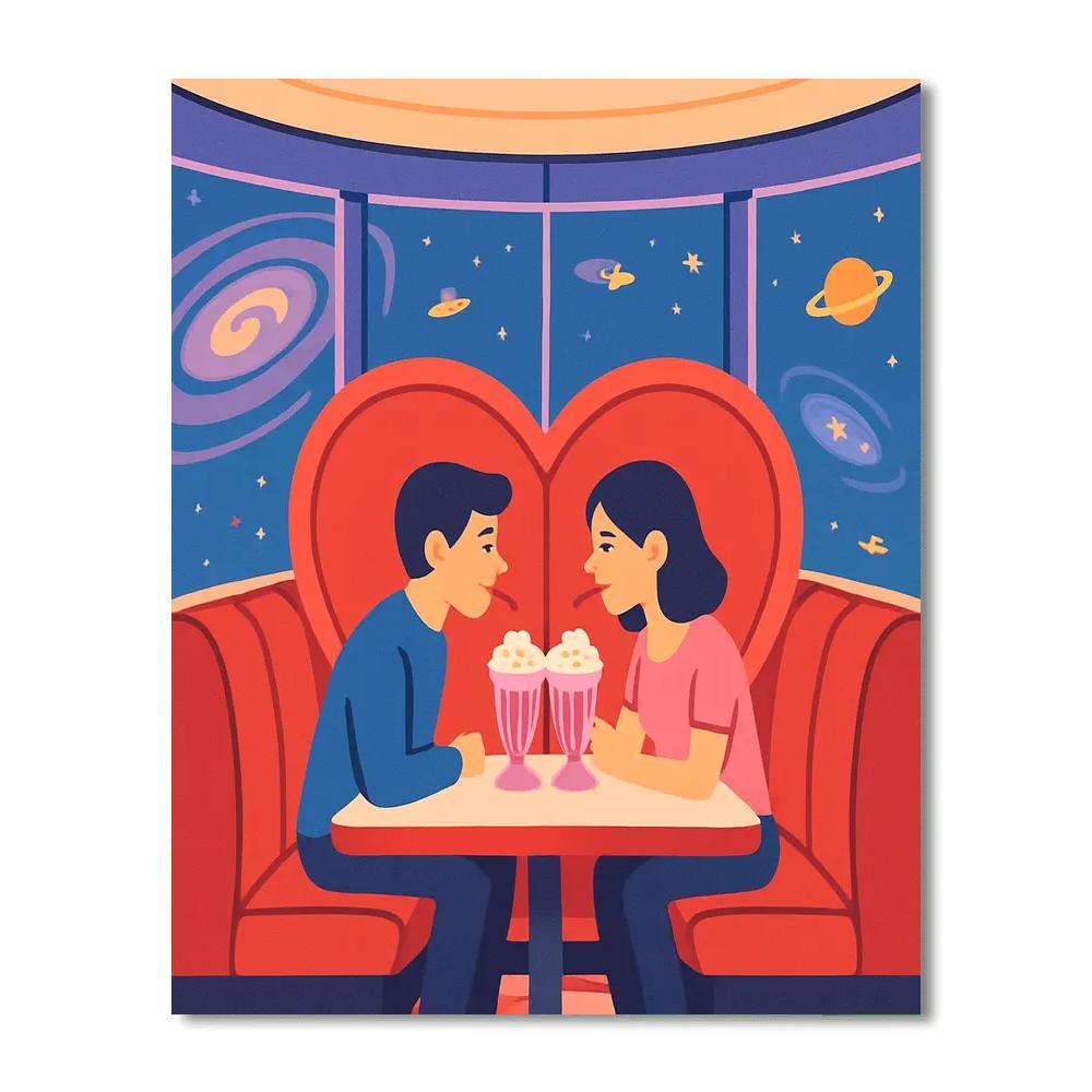 Galaxy Cafe Booth On Valentines Day paint by color
