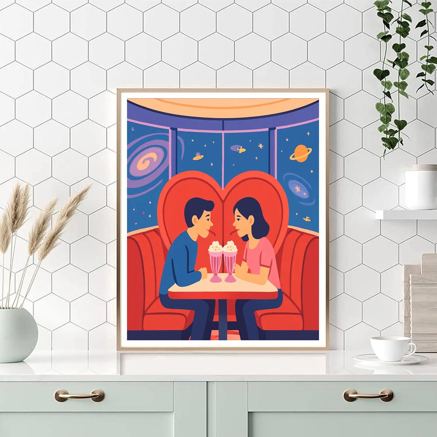 Galaxy Cafe Booth On Valentines Day paint by color