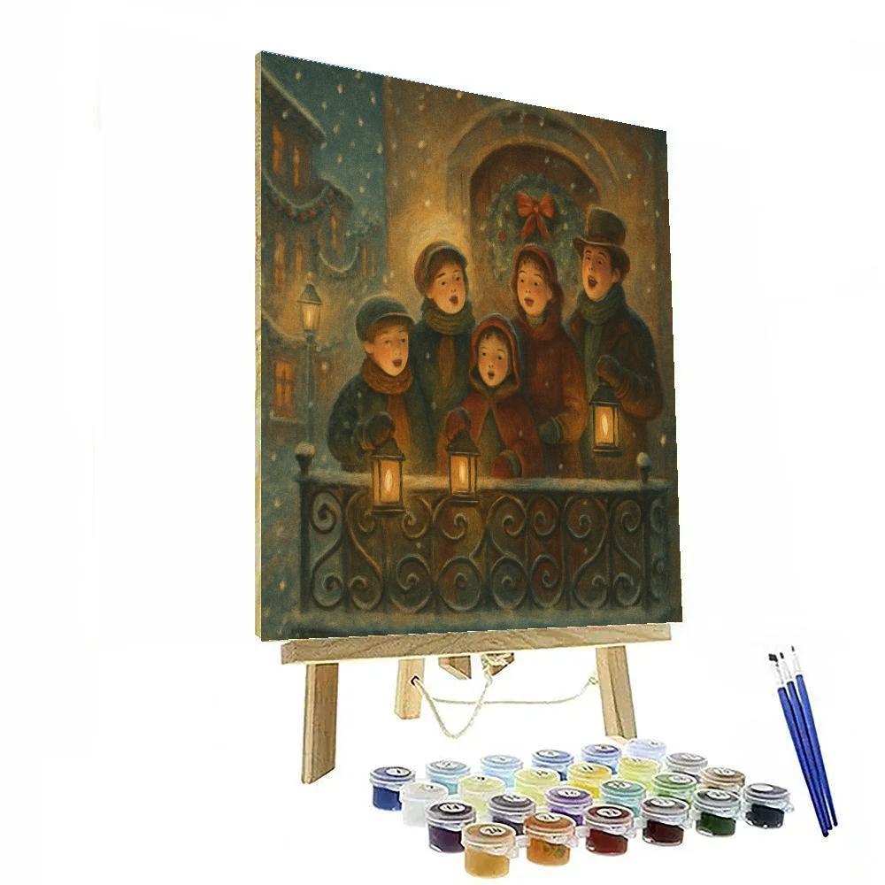 The Frosted Balcony Carolers Paint by numbers kits
