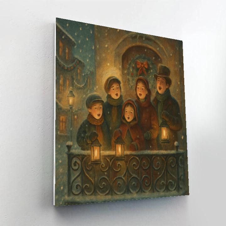 The Frosted Balcony Carolers Paint by numbers kits