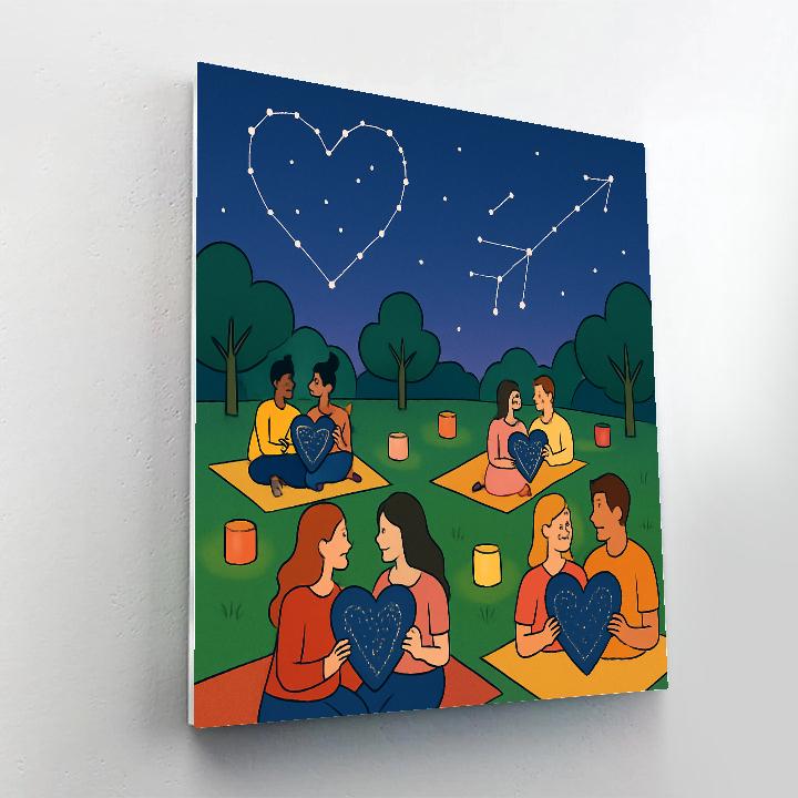 Valentines Day Star Map Lovers Park Numbered painting kits