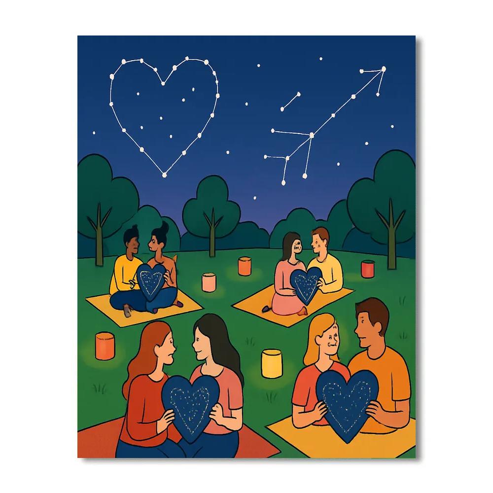 Valentines Day Star Map Lovers Park Numbered painting kits