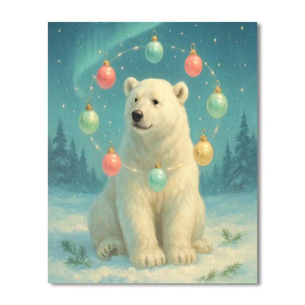 Polar Bear With Ornament Constellations Paint by numbers art