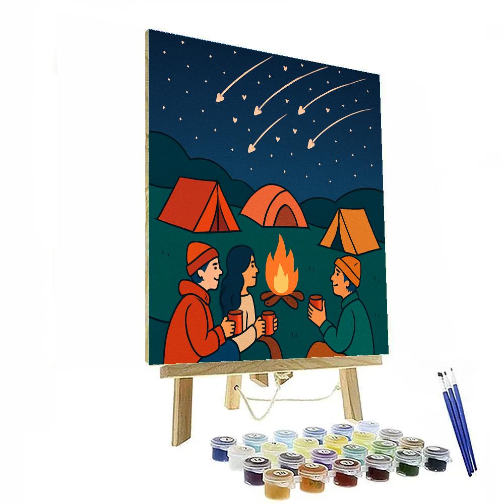 Valentines Day Meteor Shower Campsite Paint by numbers art