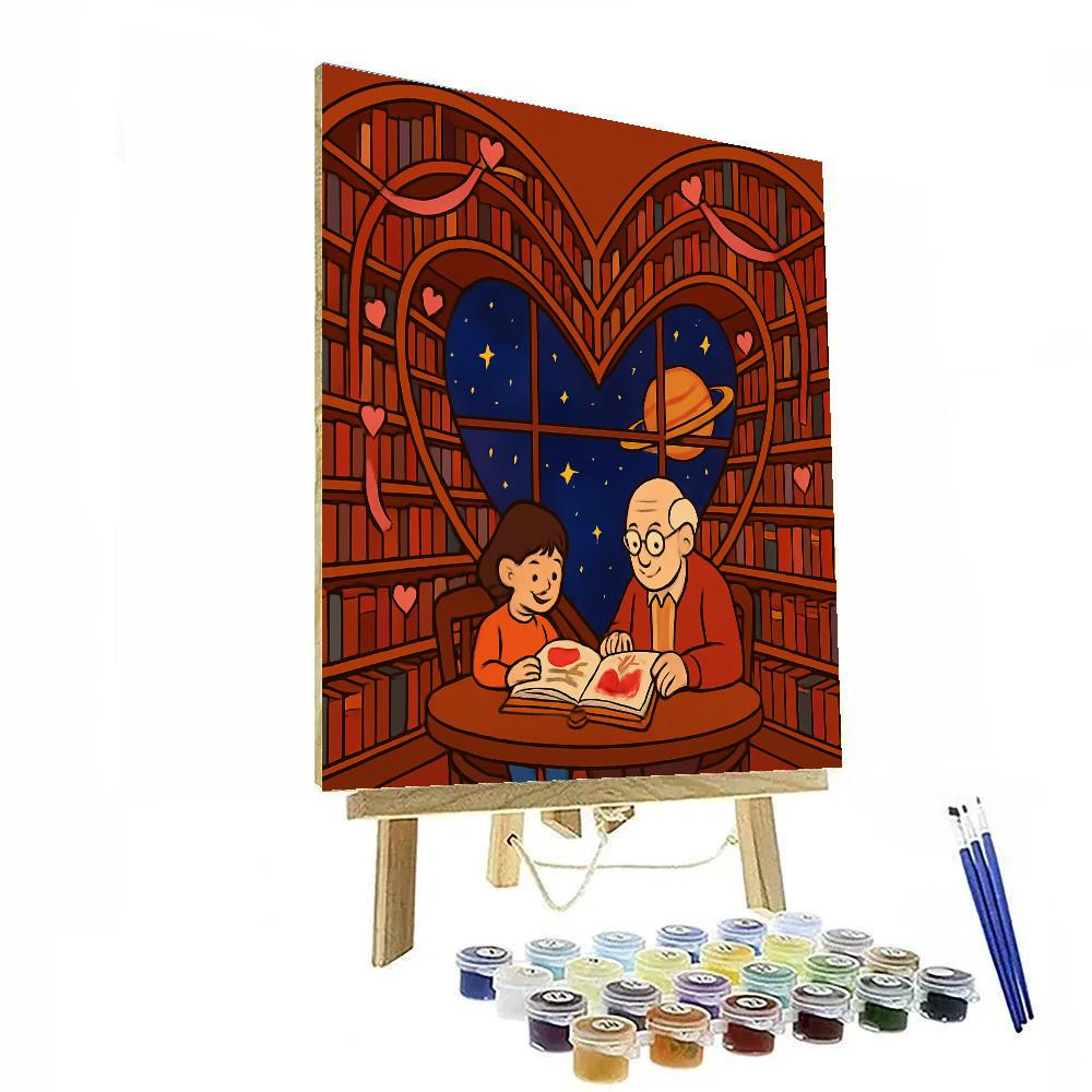 Celestial Library Valentines Day Storytime paint by number