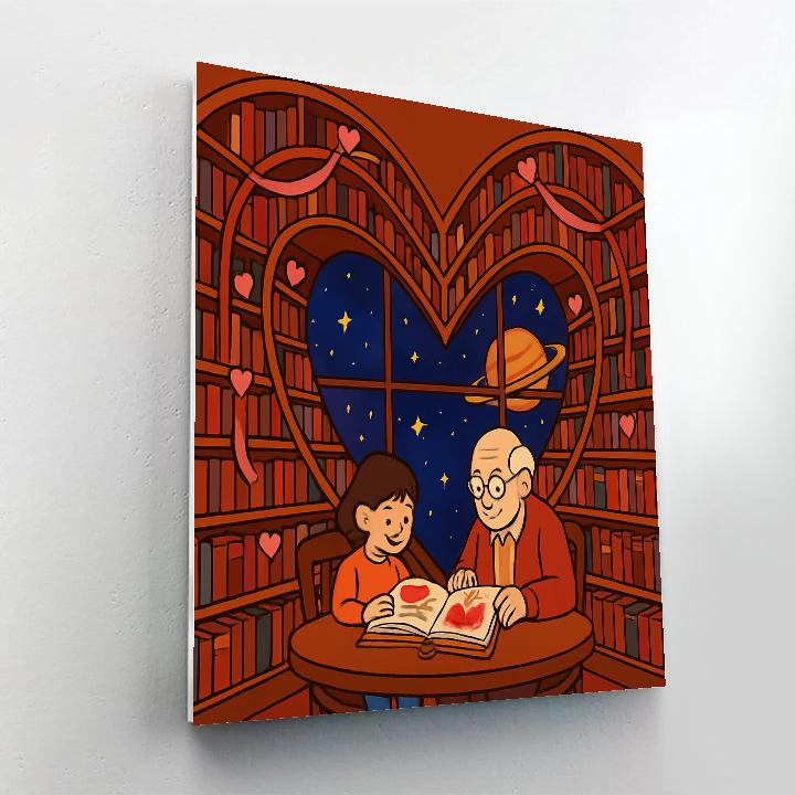 Celestial Library Valentines Day Storytime paint by number