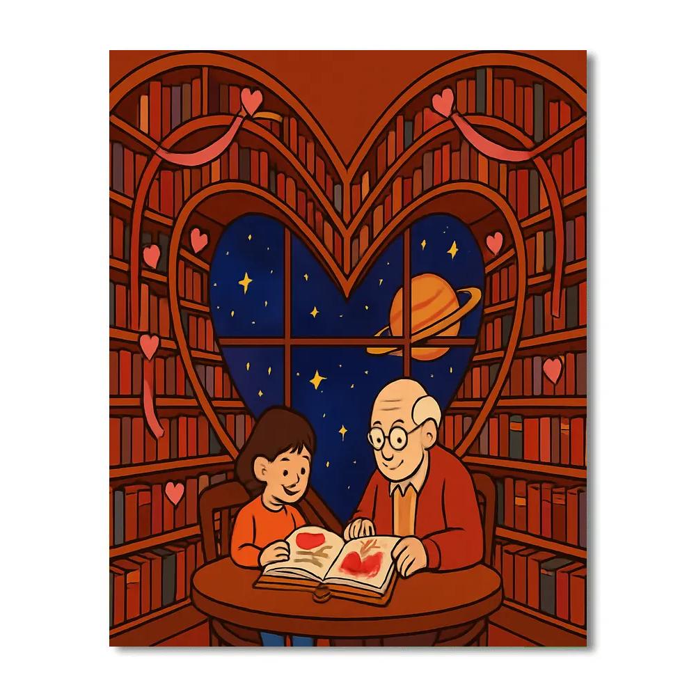 Celestial Library Valentines Day Storytime paint by number