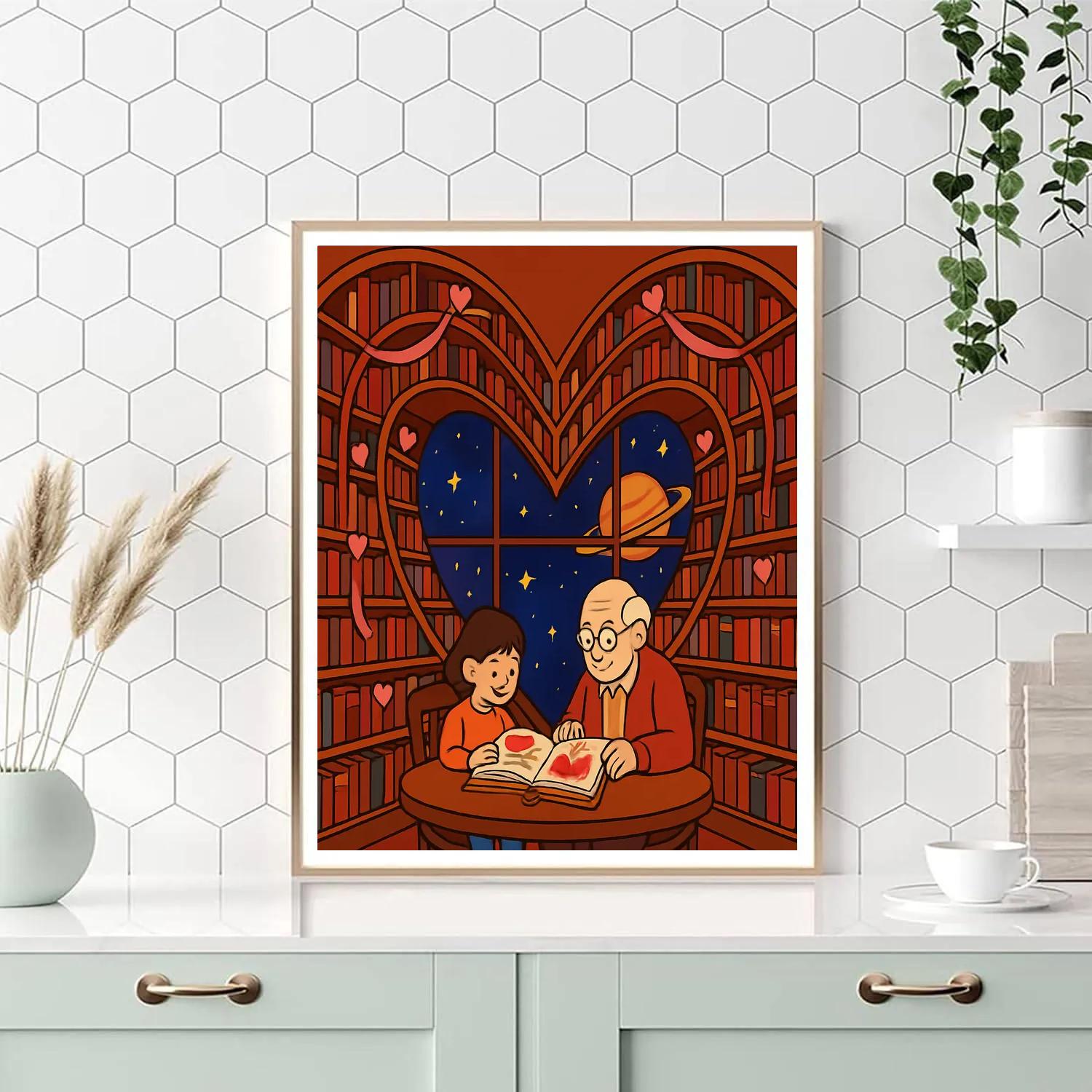 Celestial Library Valentines Day Storytime paint by number