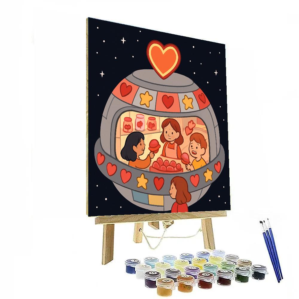 Orbiting Candy Shop Valentines Day Delight paint by color