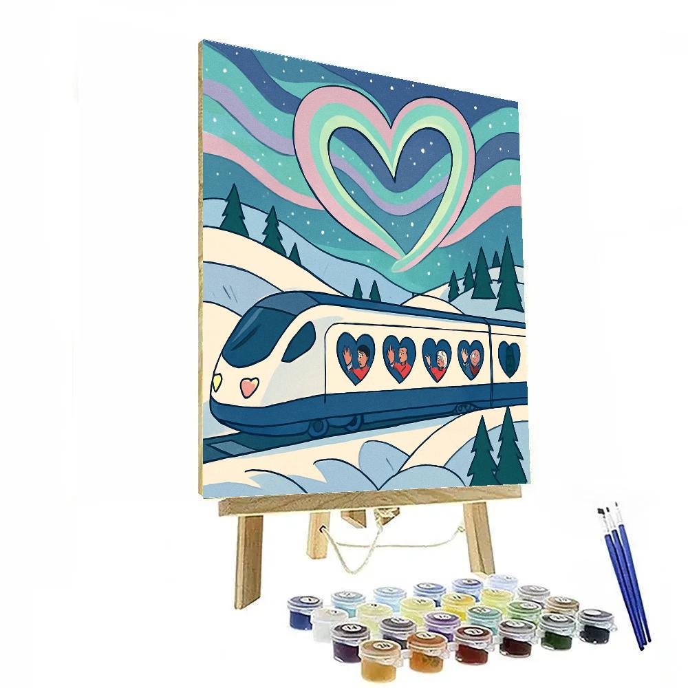 Valentines Day Aurora Train Journey paint by number