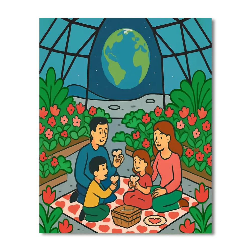 Lunar Greenhouse Valentines Day Picnic Painting by numbers kit