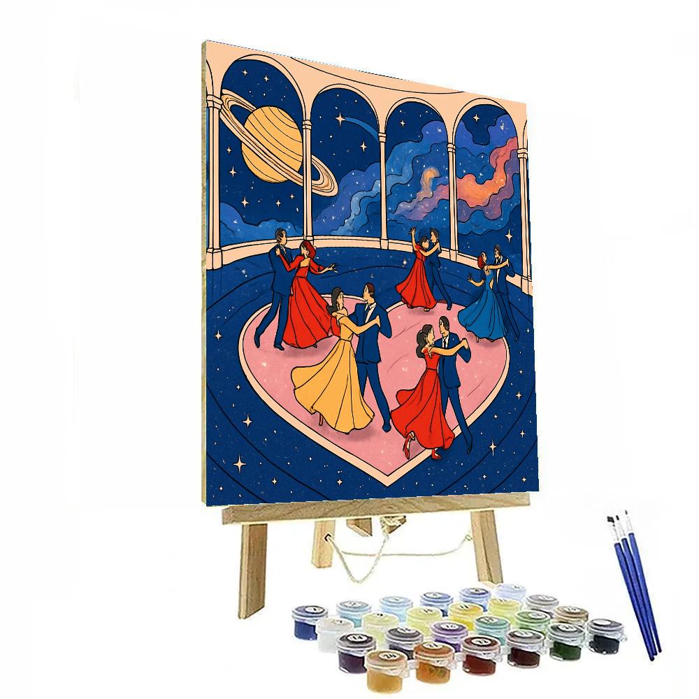 Cosmic Dance Hall Valentines Day Gala paint by color